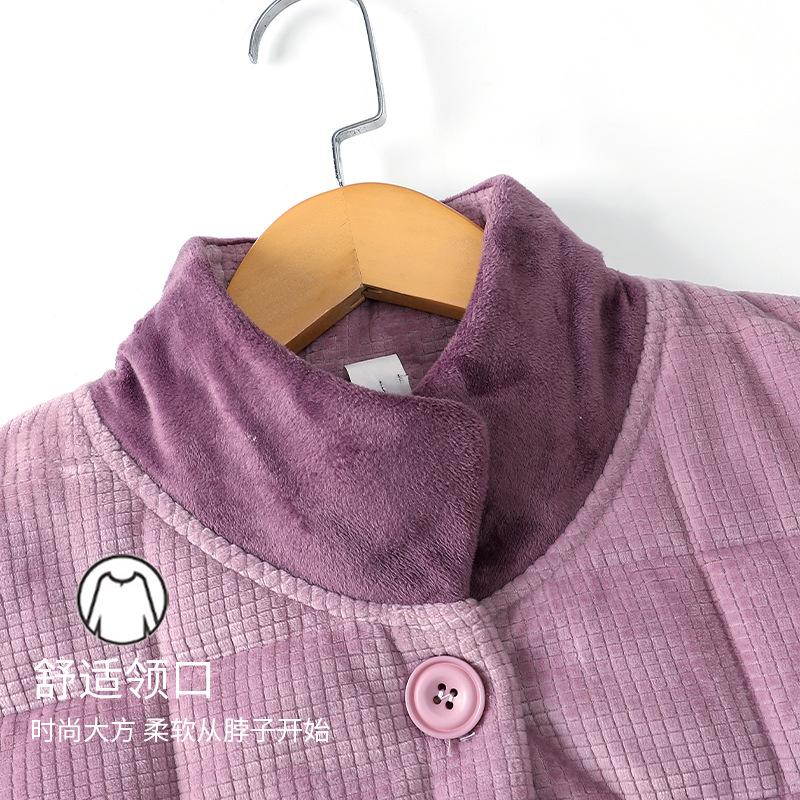 Pajamas Women'S Winter Winter Models Three-Layer Thickened Padded Coral Fleece Flannel Fleece Loungewear Large Size Warm Suit
