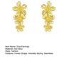 1 Pair Women Drop Earrings Geometric Design Flower Shape Stud Earrings Retro Style Shiny Texture Earrings