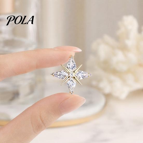 Brooch Pin with Invisible Safety Buckle, Star Shape Lapel Cubic Scratch Resistant Zirconia Rhinestone Accent, for Suits Shirts Wedding Formal
