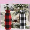 Festlig Stor Rutig Dragskopspåse för Vinflaska till Juldekoration