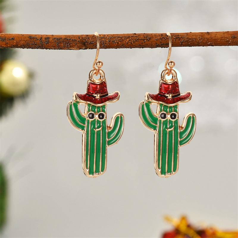 Funny Elk Bells Pendant Earrings for Women Simple Rhinestone Red Heart Christmas Tree Earrings New Year Party Jewelry Gifts