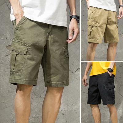 Pantaloni da uomo Colore Unico Bottoni Decorazione Tipo Ampio Tasche Multiple Gamba Larga Pantaloncini Estivi Abbigliamento Quotidiano