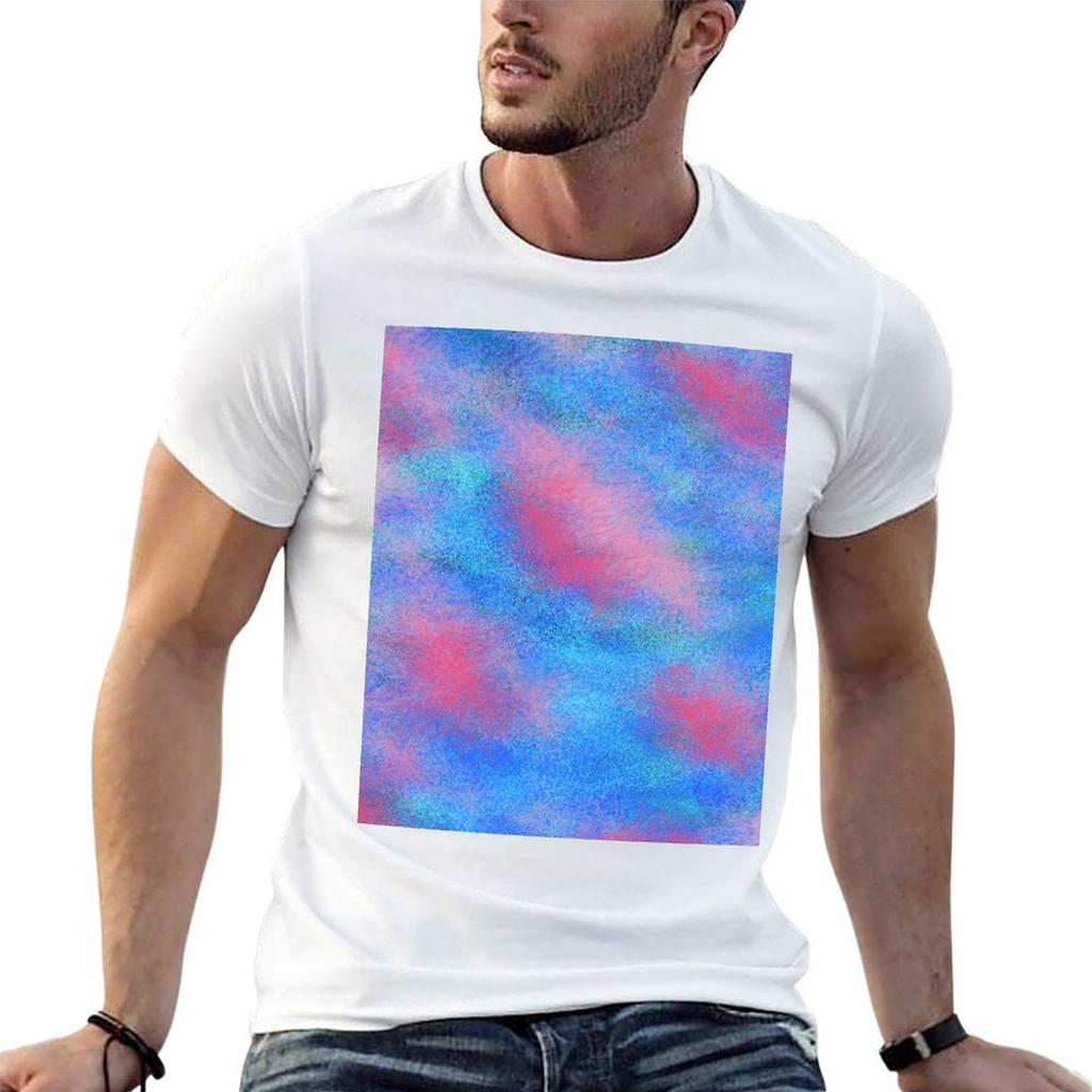 Beautiful Blue And Pink TShirt Minimalist Casual Short Sleeve Top