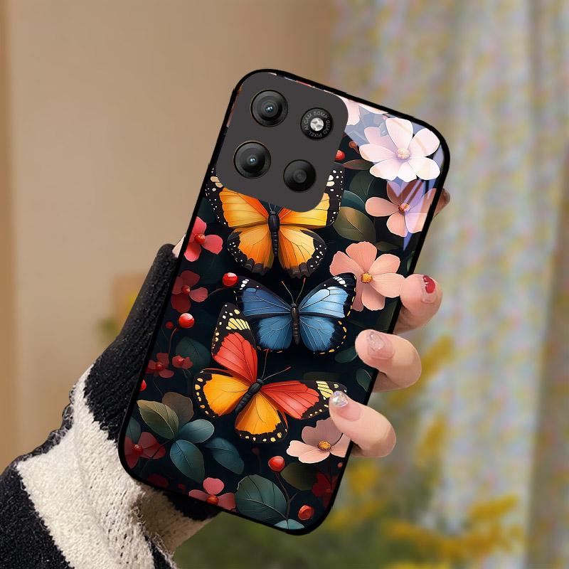 Para Motorola Moto G15 Capa Vidro Temperado Anti Queda Capa de Telefone Para Moto G 15 MotoG15 Capa Protetora Resistente a Choques Concha Dura de PC Bumper Traseiro