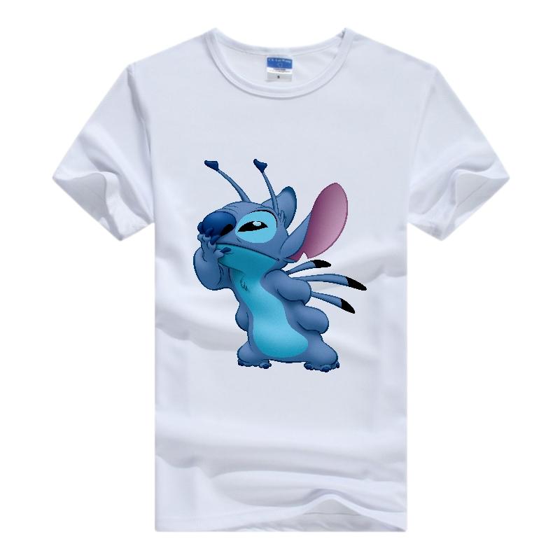 Casual Disney Cartoon Woman T-shirts Lilo Stitch Gothic Blouses Y2K Streetwear Tops Stich Grunge Men Clothing Summer Hippie Tees