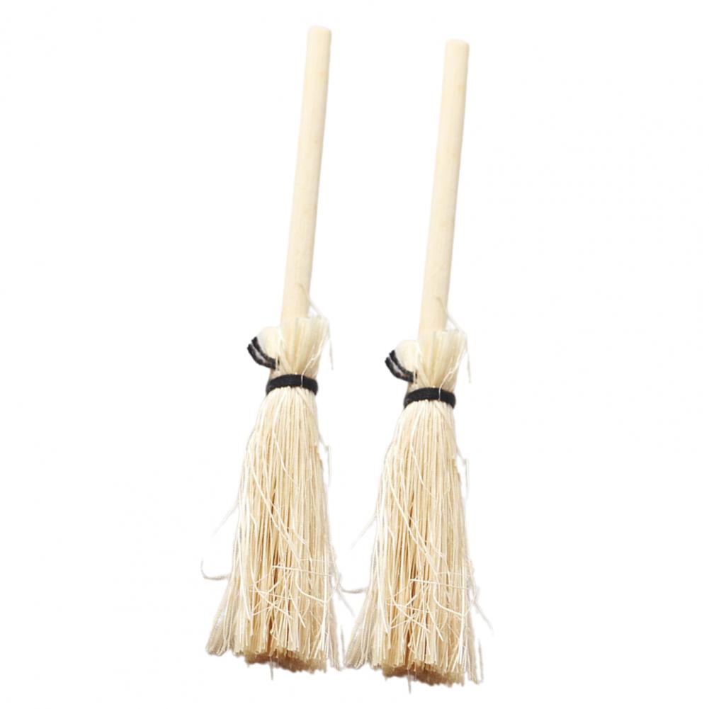 2Pcs Dollhouse Broom Realistic Portable Dollhouse Besom Dollhouse Besom Broom Toy Dollhouse Accessories Dollhouse Besom