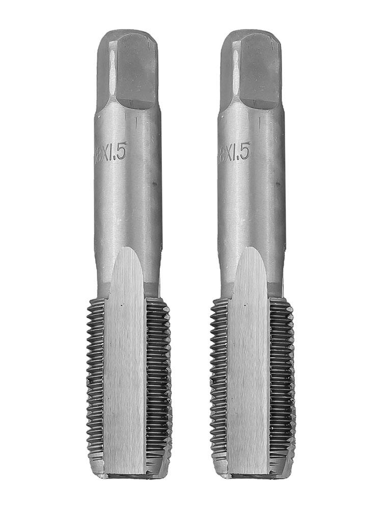 18mm x 1 5 Metric Right Hand Thread Hand Tap 2pcs Set with High Speed Steel for Manual and Through Hole Tapping