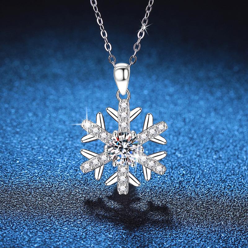 New S925 Silver Sparkling Snowflake Women's Necklace, Niche Fashion, Exquisite, High-quality Wedding Jewelry