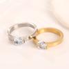 1 Carat Shiny Crystal Ring For Wedding Titanium Steel Top Quality Gold Color Jewelry Love Gift Woman Ring