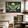 Luna Moth Floral Tapestry Celestial Dark Art Vintage Wall Hanging Boho Bedroom Dorm Yoga Room Decor