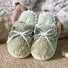 New Bow Cotton Slippers Winter Indoor Home Floor Slippers Non-slip Plush Bag Head Warm Shoes