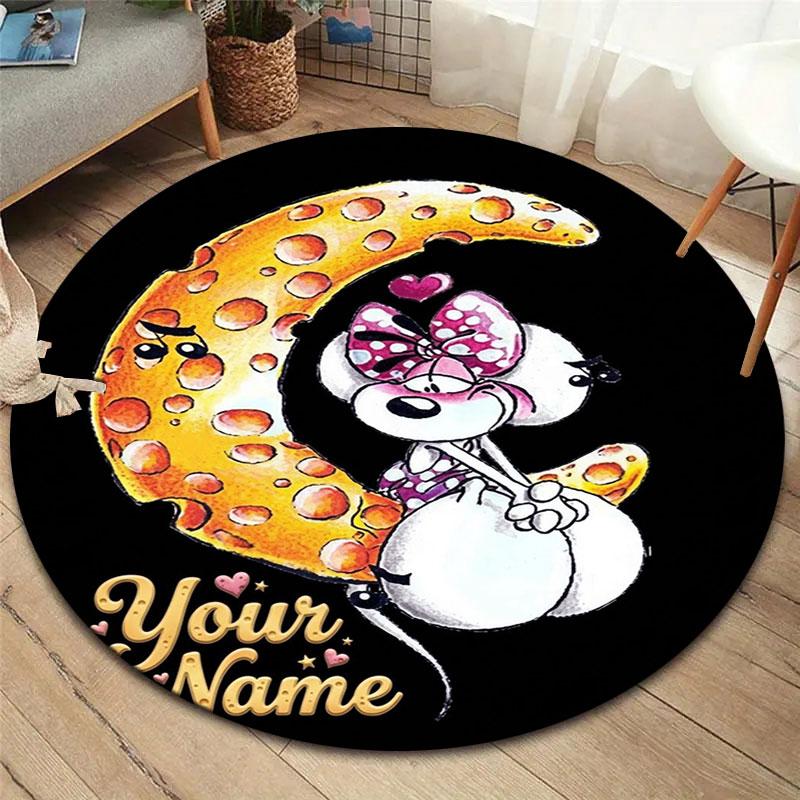 Diddl Custom Name Round Area Rug,Carpet Rug for Living Room Bedroom Sofa Playroom Decor,Non-slip Floor Mat