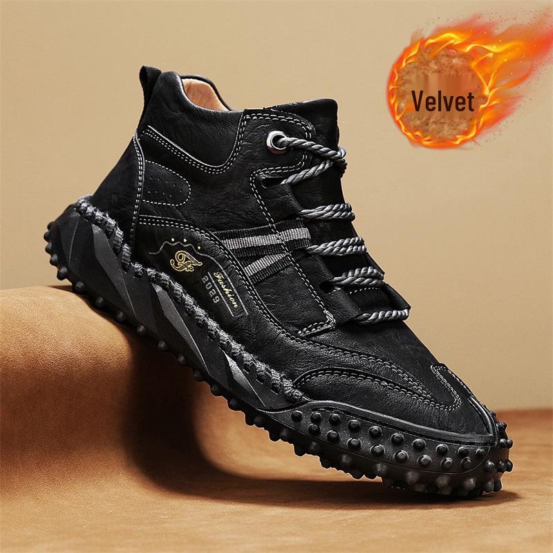 2024 Winter Men s Thick-Soled Martin Boots - Warm, Fashionable Snow & Casual Velvet-Lined Short Boots 46