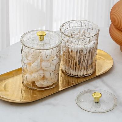 Light Luxury with Lid Cosmetic Cotton Box Desktop Dustproof Makeup Remover Cotton Crystal Organizer Puff Cotton Ball Case Box