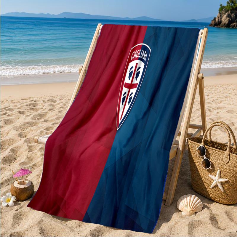 Cagliari Football Club Crest Beach Towel Microfiber Beach Towel, Lightweight and Quick-Dry, for Summer Travel, Swimming Pool Fan Birthday Gift