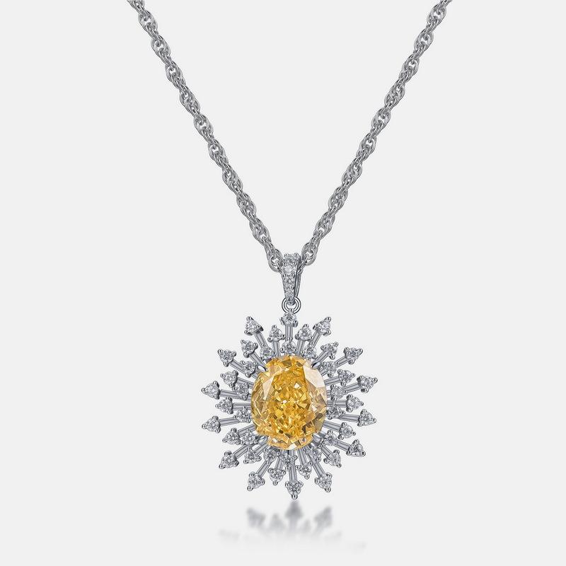Neu S925 Silber High Carbon Diamant Anhänger Weibliche Gelb Diamant Anhänger Mode Licht Luxus