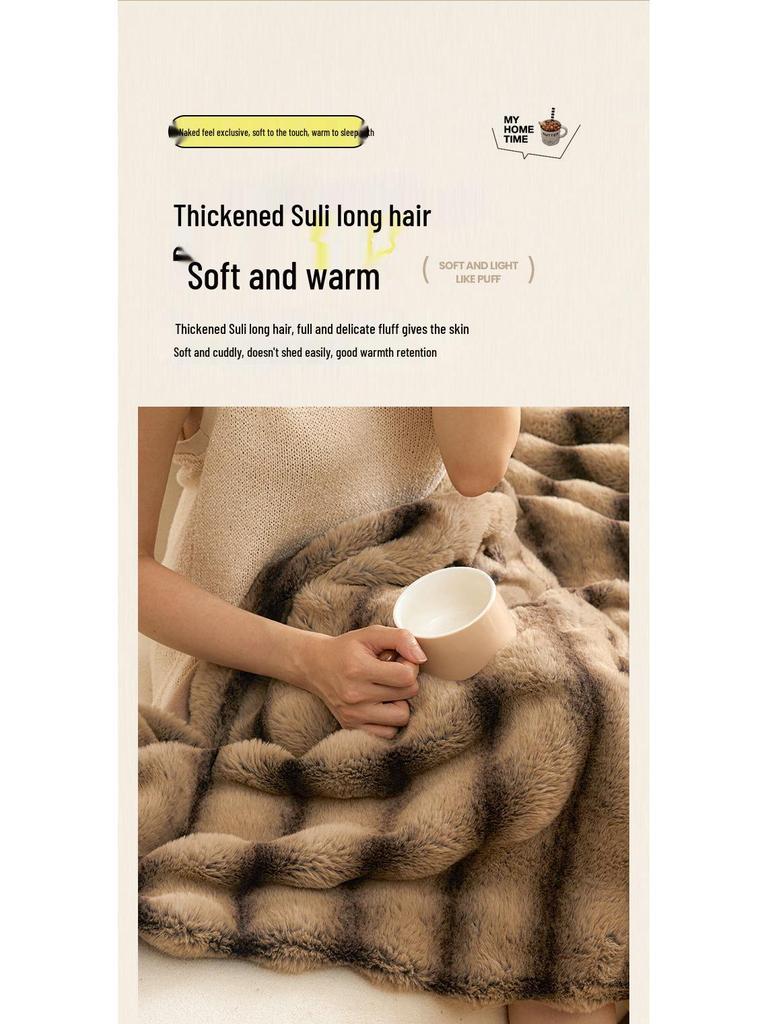 Tlustá zimní flanelová deka třídy A - Nap z králičí srsti a korálové rouno přehoz na postel