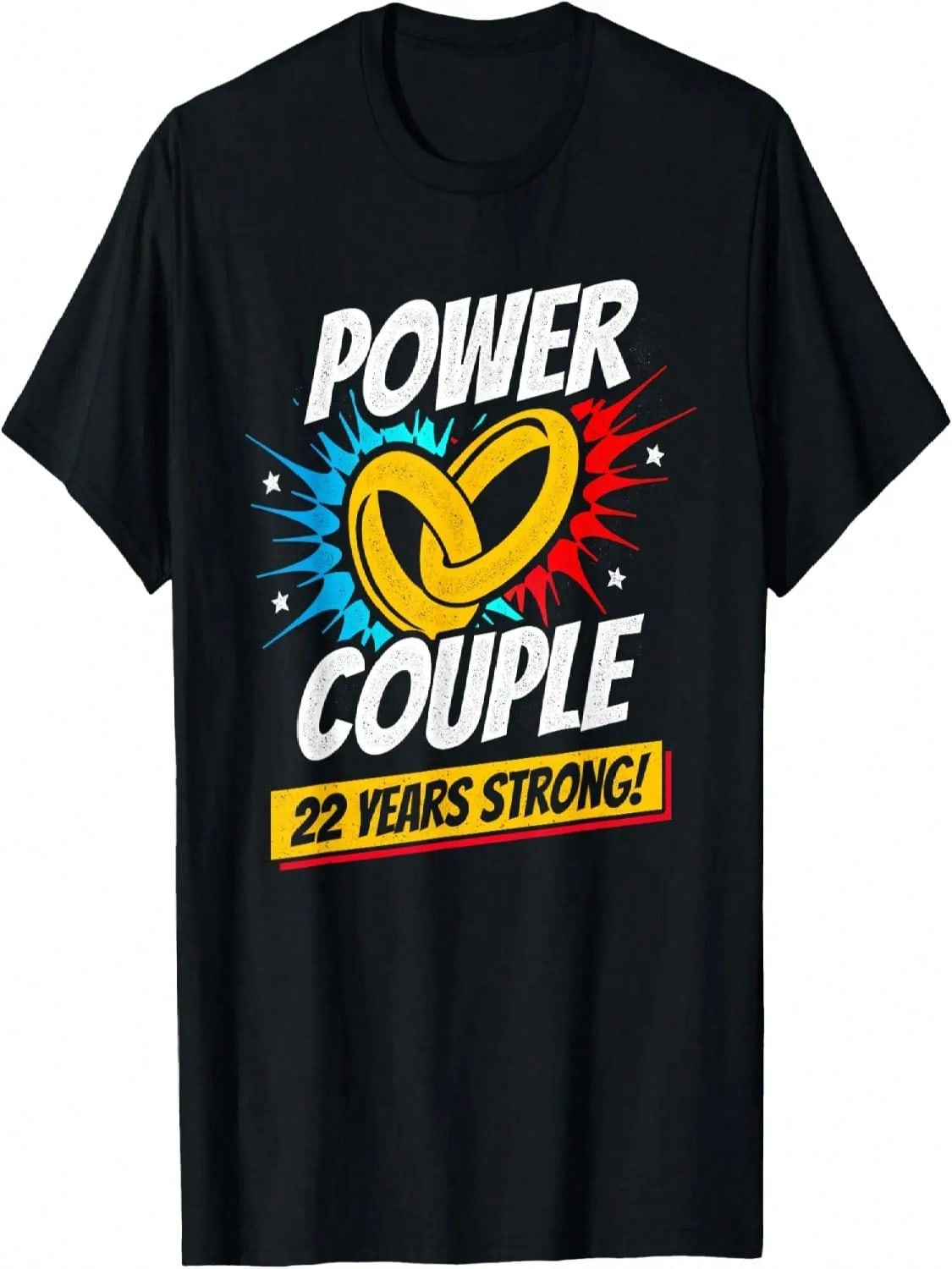 Married 22 Years - Power Couple - 22nd Wedding Anniversary T-Shirt S разноцветный