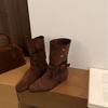 2025 Winter New Suede Low Tube Button Thick Heel Two Wear Low Tube Martin Fashion Women's Short Boots