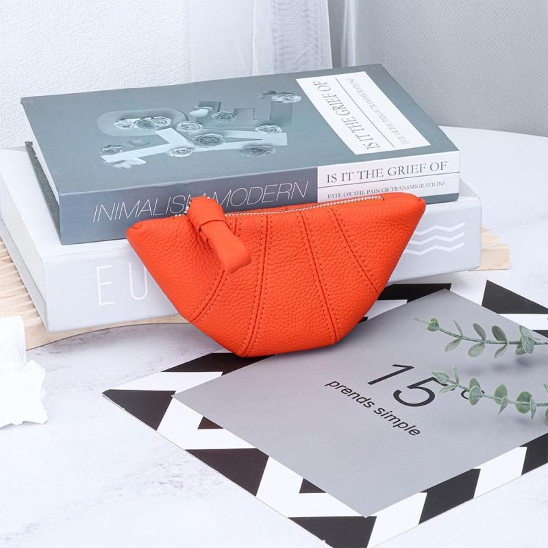 Real Cowhide French Croissant Women High-quality Niche Ins Kosung Bag Hand-held Lipstick Storage Change Purse