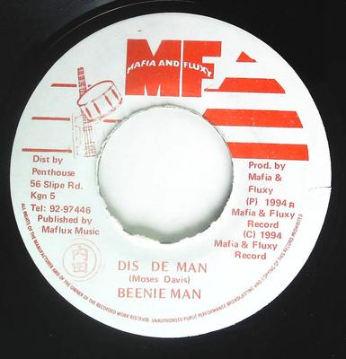 7inch Record BEENIE MAN - Dis De Man NONE Mafia And Fluxy 1994 Jamaica Reggae, Ska & Dub Used