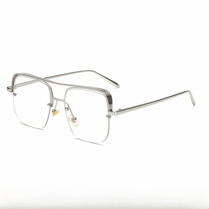 Half Frame Square Ocean Glasses With Pink Lenses For Fashionable Outdoor Wear