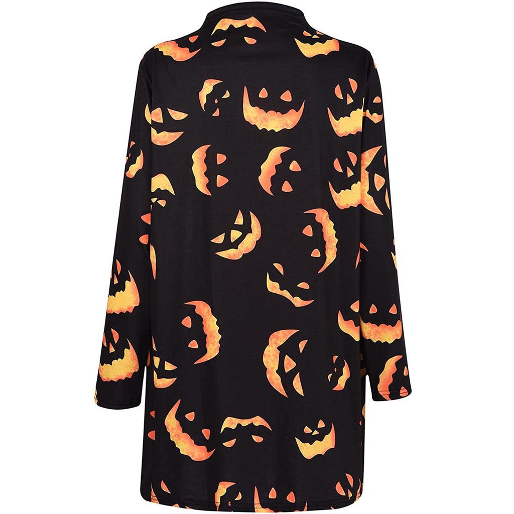 Women's Halloween Tops Casual Shirts Open Front Long Sleeve Loose Flowy Hem Cardigan Coat
