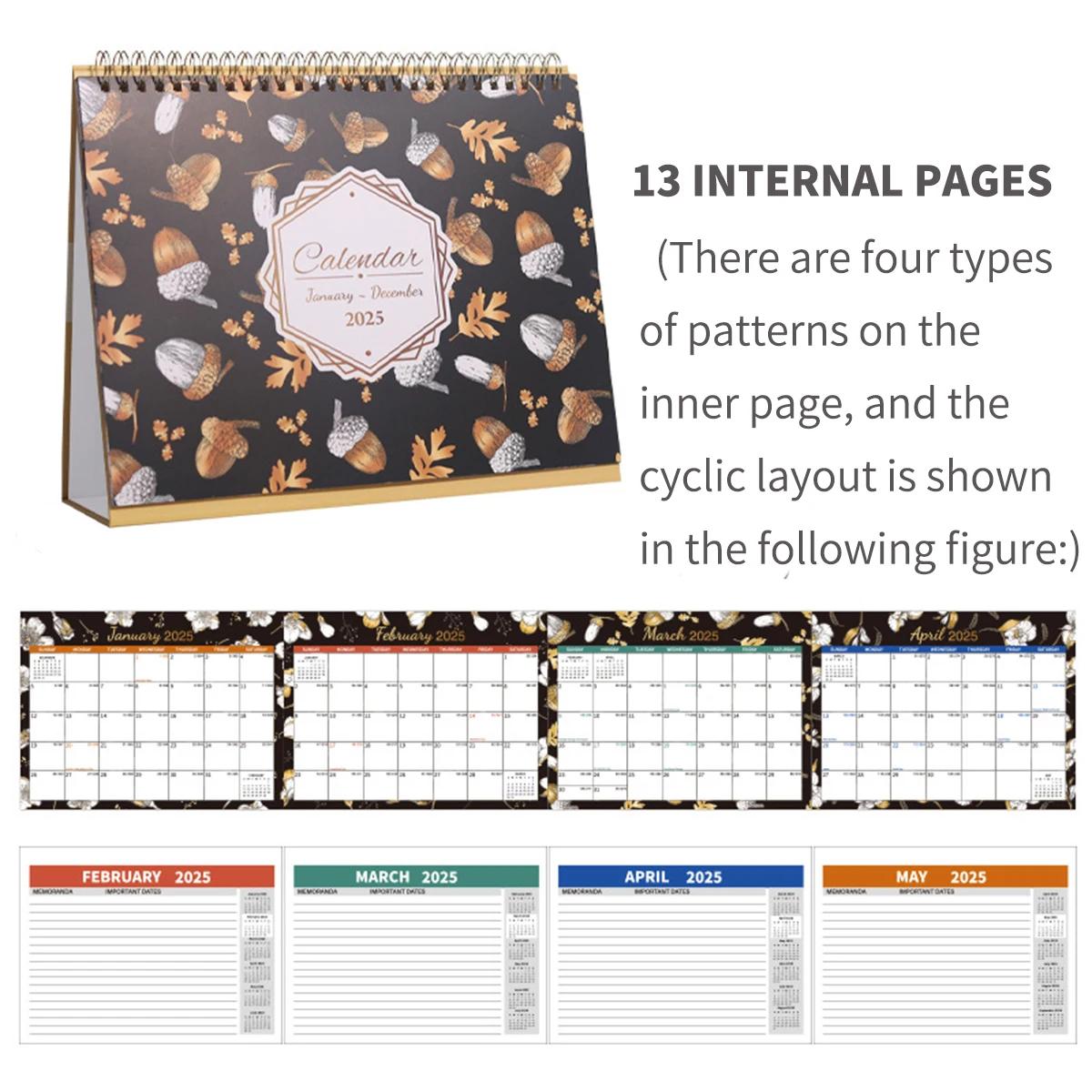 

2025 Английский Настольный Календарь Настольный Календарь Маленькое Украшение Цветочный Креативный Календарь с Перекидными Страницами Настольный Практичный Календарь