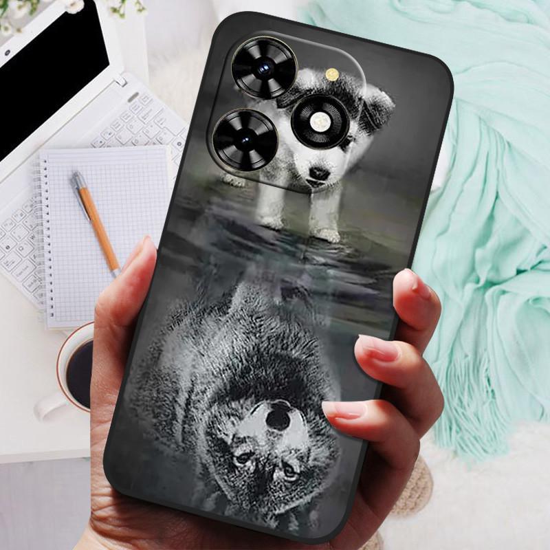 For Tecno Spark 20 Pro Case Black Silicone Bumper Wolf Lions Soft TPU Covers for Tecno Spark 20C 20 Funda Coque Spark20 KJ5