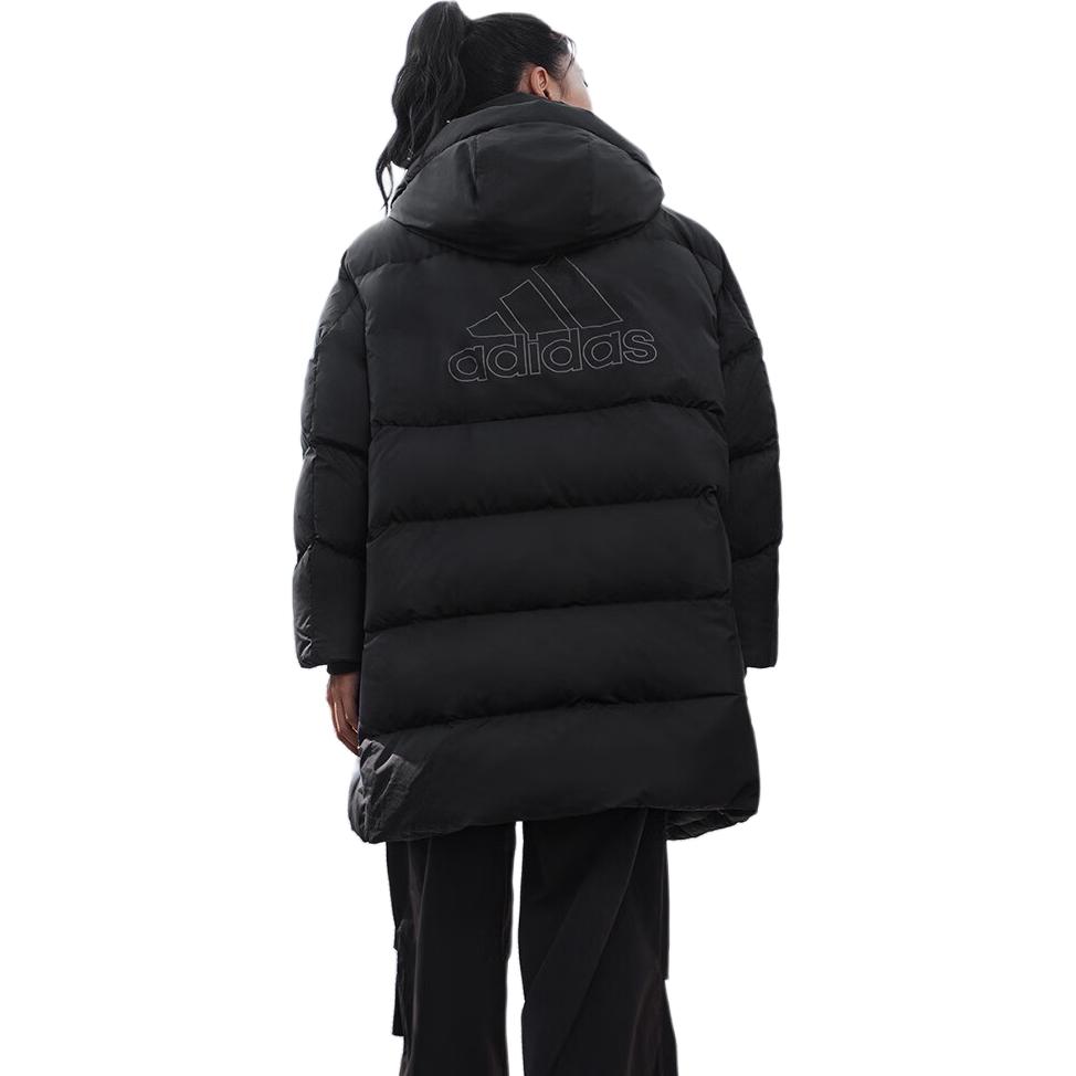 Adidas Letter Print Long Sports Casual Hooded Windproof Waterproof Down Jacket Women Jacket Black IV7556
