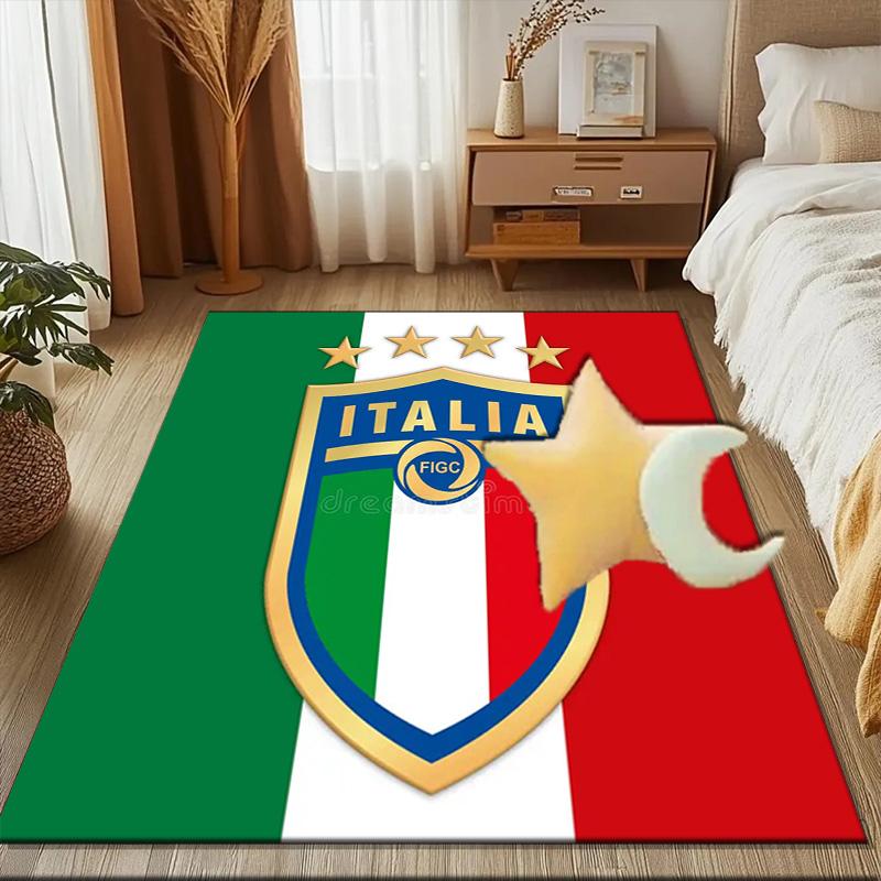Italian Football Crest Printed Office Carpet Chair Cushion Entryway Rug, Rugs for Living Room, Bedroom Christmas gifts