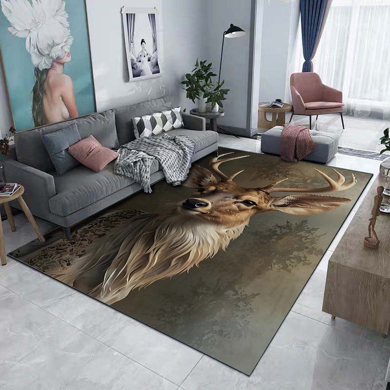 1PC Elk In The Forest Printed Carpet for Living Room Bedroom Bedside Bathroom Floor Mat Area Rugged Sofa Mat Home Decor