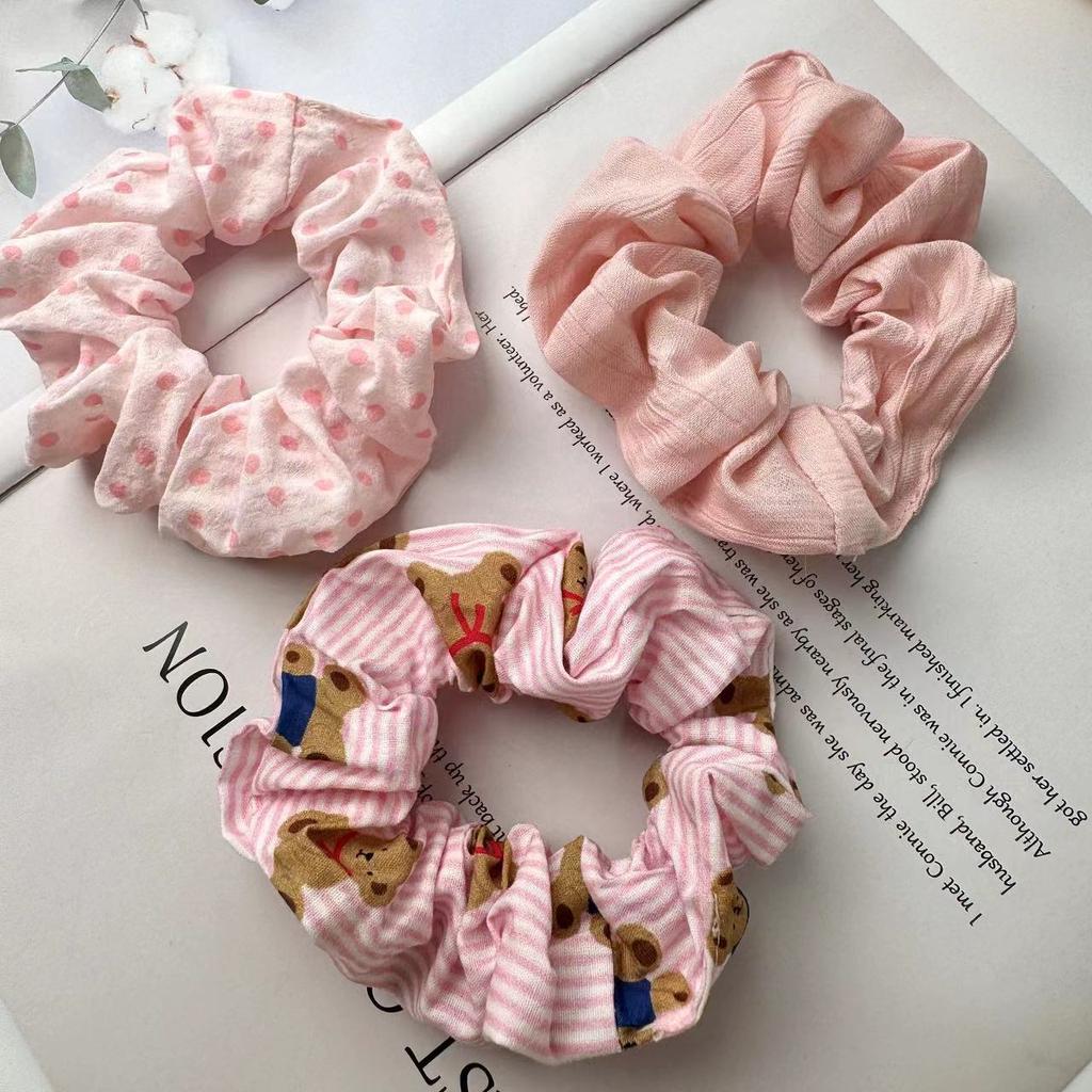 3pcs Hair ties for Teenage Girls Hair Accessories Cute Bear Floral Hair Scrunchies Cartoon Pattern Elastic Hair Bands