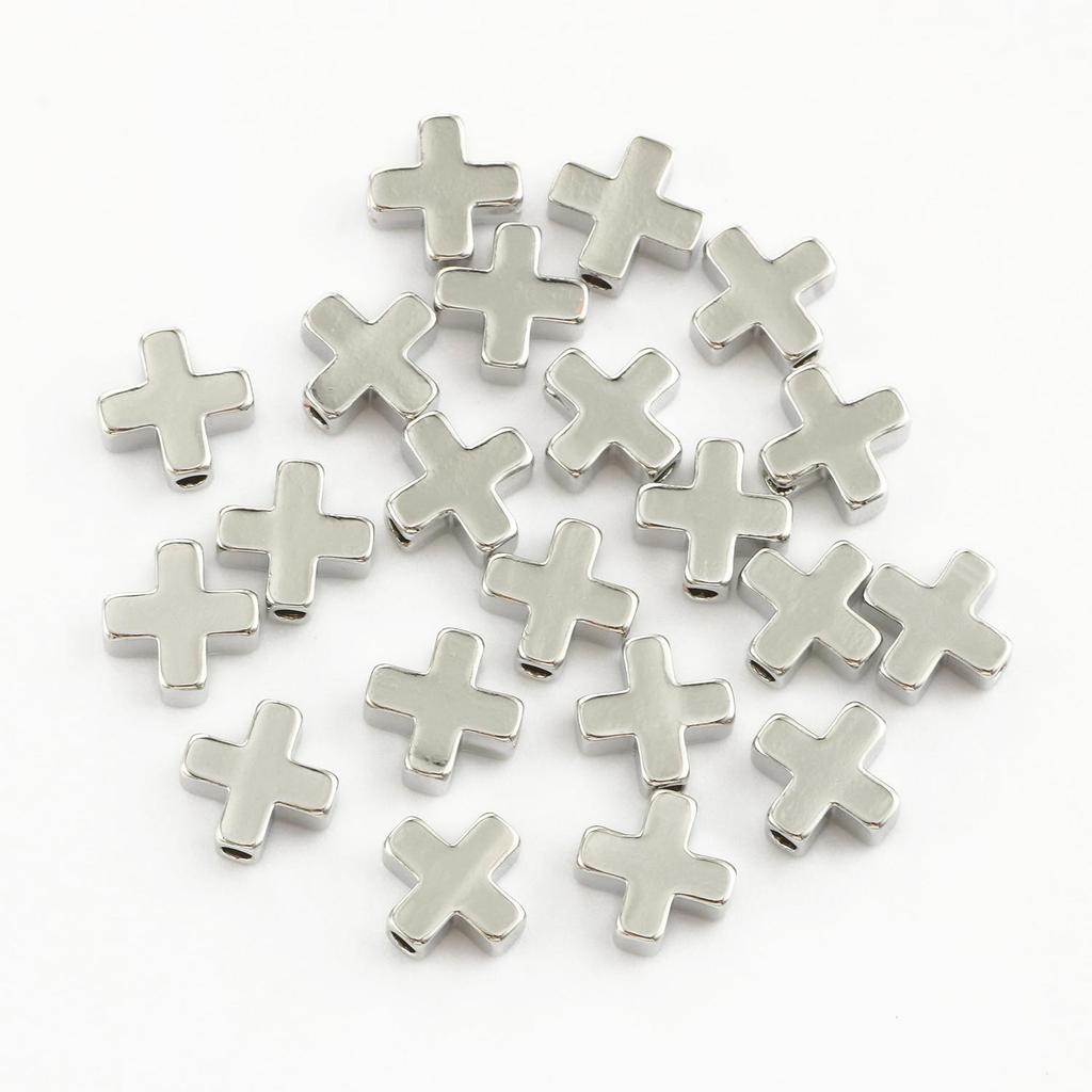 10pcs Copper Beads Charms Cross Heart Star Moon Beads Plated Crafts Color Retention Beads for Jewelry Making Diy Bracelet Necklace