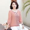 Middle aged and Elderly Mother's Spring and Summer Fashionable T-shirt Knitted Top with Print