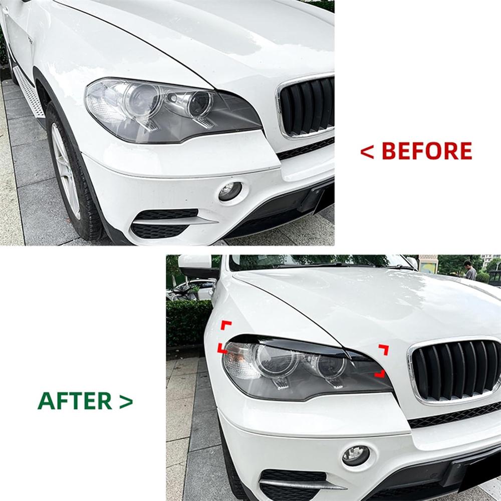 2x Headlight Eyelid Eyebrows Eye Lid Cover Gloss Black For BMW X5 E70 2008-2013