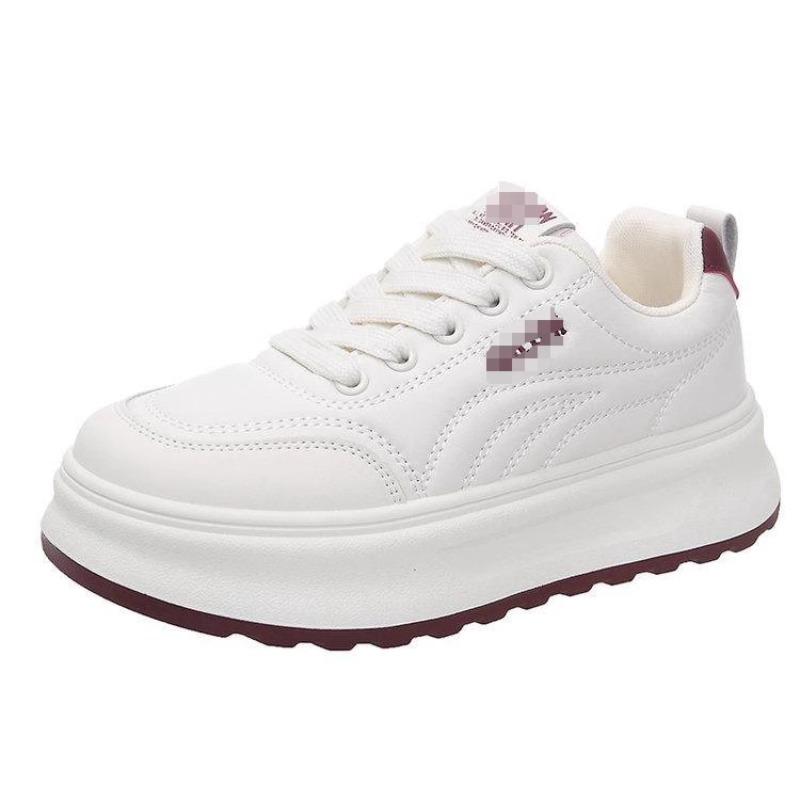 

Thick baseplate shoes women s autumn and winter new leather white shoes non-slip heightening casual women s shoes fashion sports shoes 40 червоний
