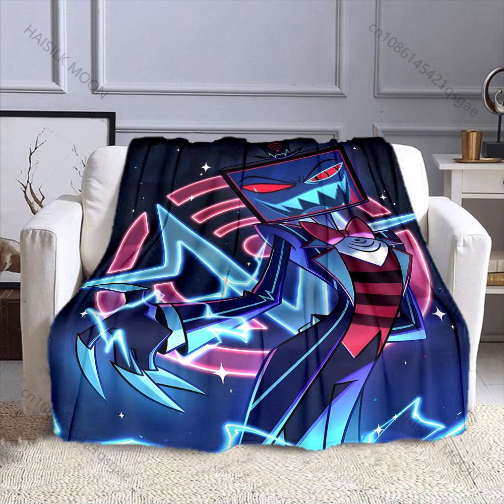 1PC TV Time Man Cartoon Print Blanket Warm Soft and Comfortable Home Travel Blanket Sofa Bedding Camping RV Blanket