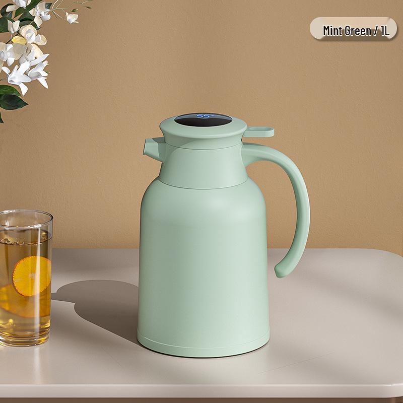 Portable Thermos Flask with Temperature Display, Large Capacity, Glass Liner, Insulated for Home, Dorm, or Travel Use