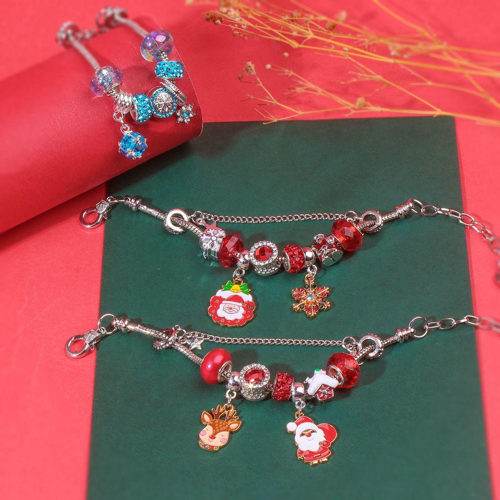 European-American Christmas Snowflake Crystal Beaded Bracelet - Women's Alloy Jewelry