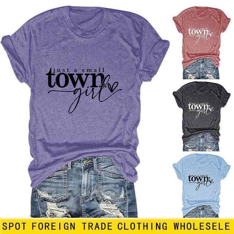 Casual just a small town letter print fashion ladies short sleeves