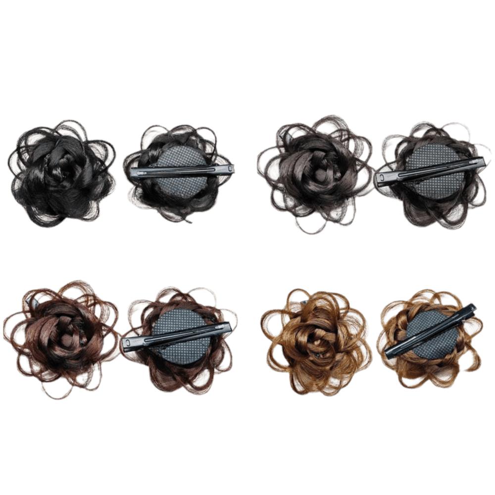 Invisible Claw Rose Hair Bun Fluffy Hairpiece Side Hair Clip Flower Hair Clip Hair Accessories