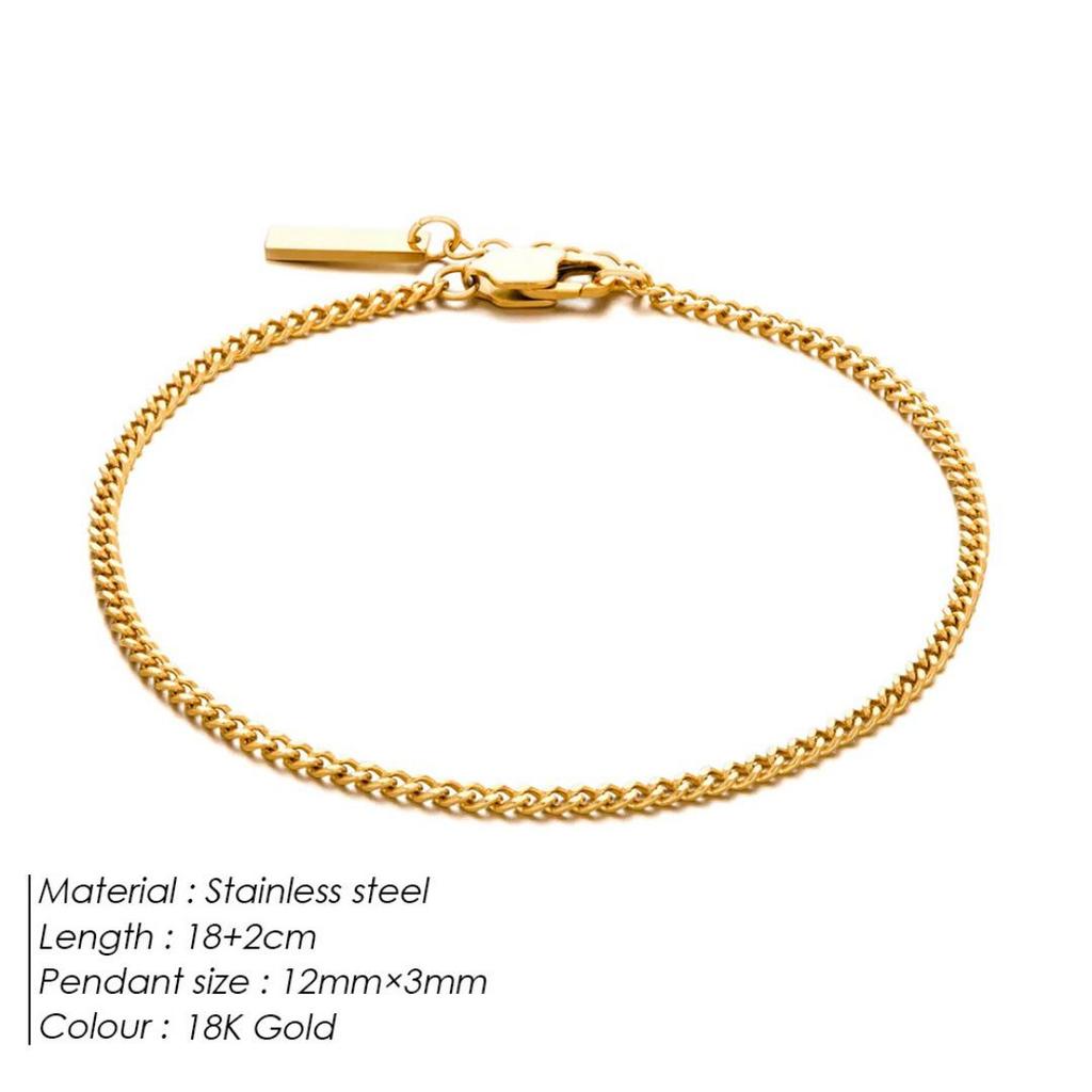 Stylish European & American Stainless Steel Cuban Chain Bracelet – Adjustable, Non-Fading, Fashionable Hand Jewelry.