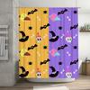 Hauntingly Cute Halloween Shower Curtain Set with Bat Skull Cupcake Pattern for Kids Bathrooms Purple Yellow Colors Available