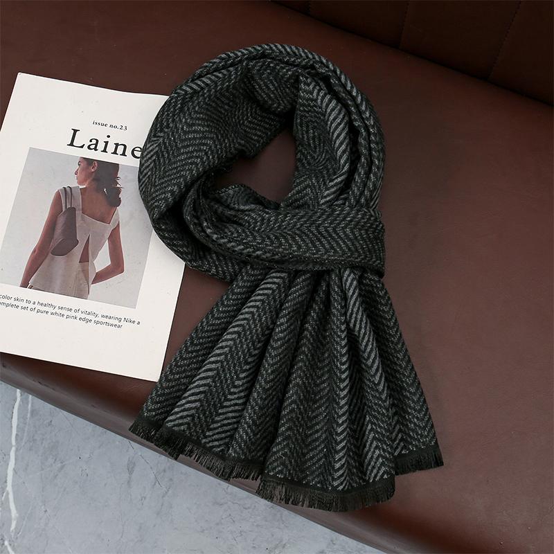 Luxury Winter Man Scarf Black Plaid Shawl Warm Autumn Cashmere Handkerchief Soft Outdoor Muffler Bufanda Solid Man Scarf