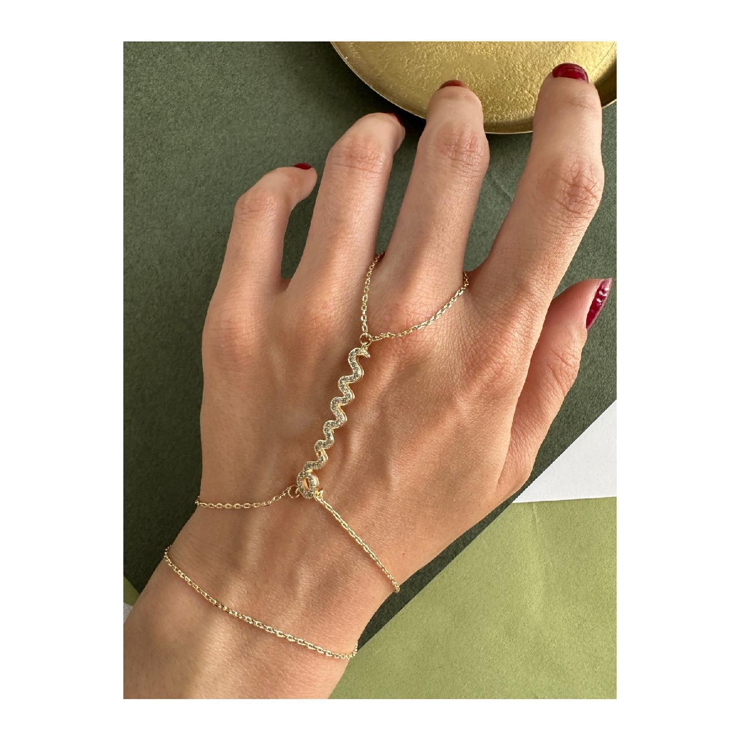 

Gold Zircon Stone Snake Sahmeran золотий