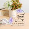 Acrylic Heart-Shaped Plaque with Inspirational Message & Purple Flowers, Universal Friendship Gift, for Desktop Decor
