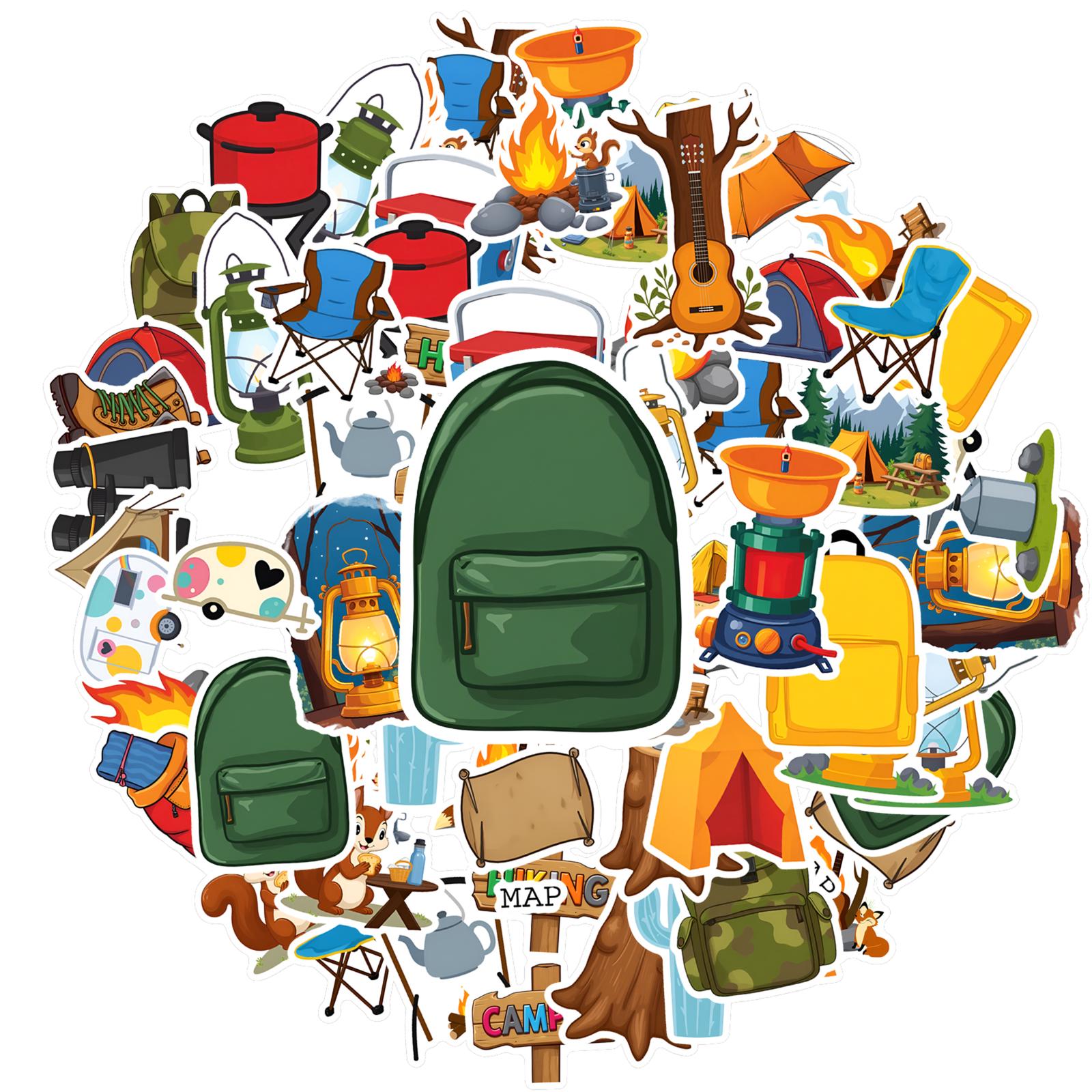 

35pcs-50pcs Outdoorsy Adventure Stickers Colorful Camping Adventure Decals Camping Stickers For DIY Phone Laptop Scrapbook Bike