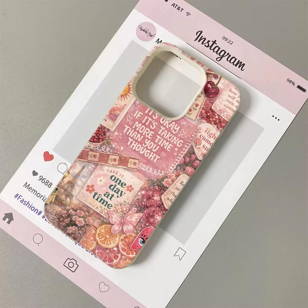 High Beauty Pink Flowers Lychee Grain Phone Case For iPhone 17 17 Air 16 15 14 13 12 11 Pro Max 14 15 16 Plus Soft Cover Funda