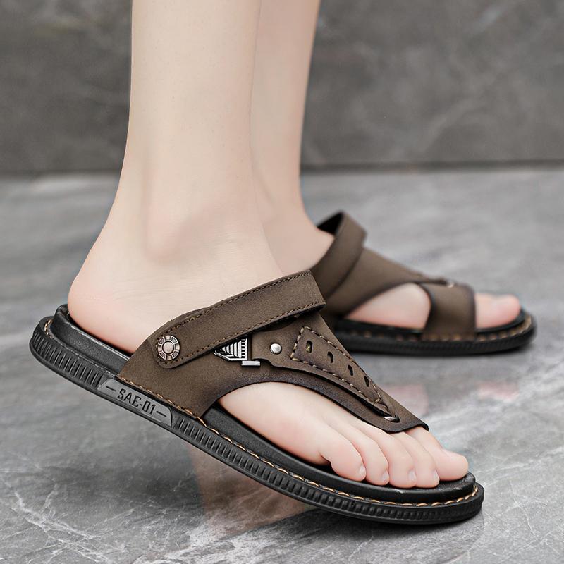 Fashion 2024 New Leather Boy Wading Shoes Male Outdoor Luxury Sandals Big Size 38-46 Summer Cool Men Sandals Casual Designer Beach Shoes